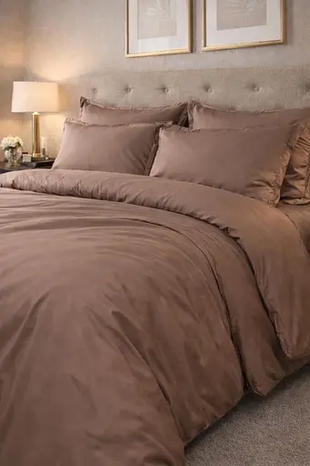 Комплект постільної  білизни сімейний 160х220  Premium сатин коричневий TC303376174 - фото 2