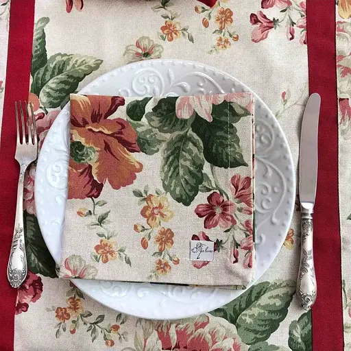 Серветка Прованс Глорія, 40х40 см, Троянда, червоний із зеленим (15416) - фото 1