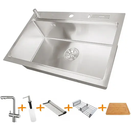 Комплект мийки на кухню та змішувача Nett з нержавіючої сталі NS-7048 - фото 9