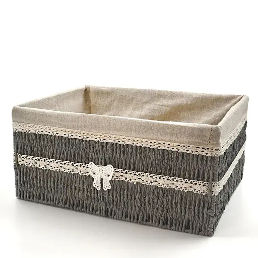 Кошик стелажний Handy Home Бантик, з текстильним вкладишем, 36х27х17 см, сірий (EW-90 L) - фото 3