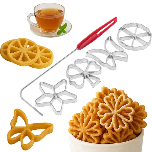 Формочки для хвороста хрустиков вафельного печенья из жидкого теста с бабочкой 4 шт. в наборе (толщина 1 см), Kitchen Master Серый 86768 - фото 1