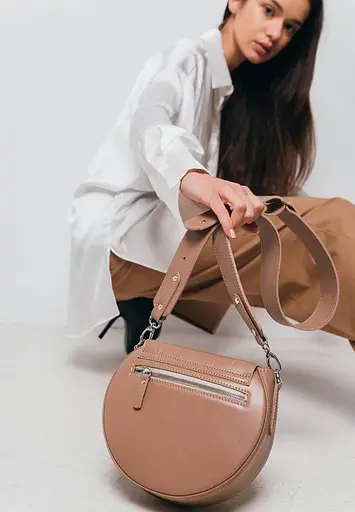 Жіноча шкіряна сумка Mandy карамель краст - фото 6