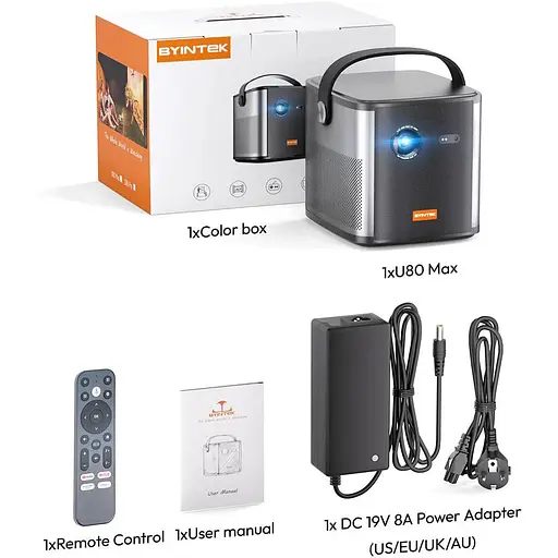 Проектор BYINTEK U80 Max портативний DLP акумулятор 15000 mAh WiFi Android 11 FullHD 1080 4K - фото 9