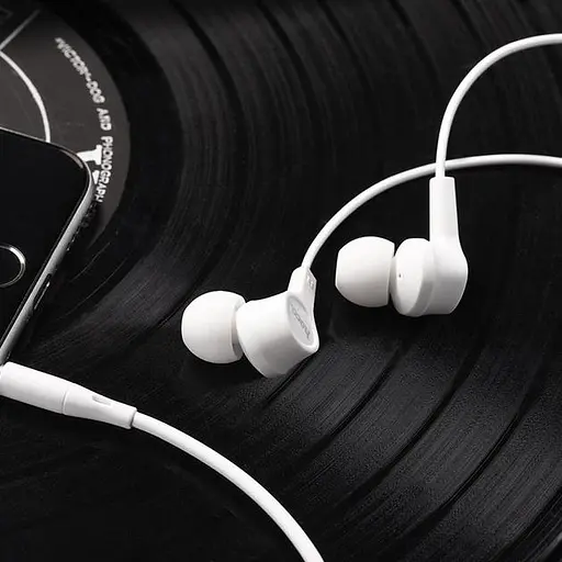 Проводные наушники Hoco M50 с микрофоном, вакуумные, 3.5мм, 1.2м, Белый - фото 6