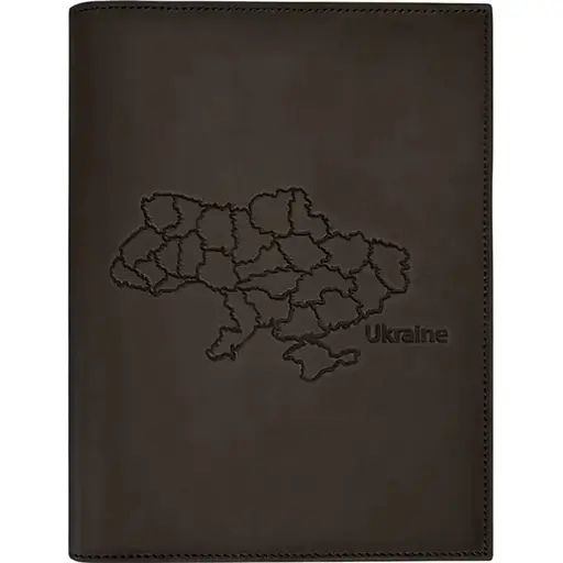 Кожаная обложка BlankNote Standart Crazy Horse с картой Украины для нотариального реестра темно-коричневый - фото 1