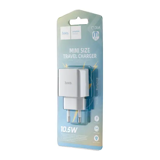 Мережевий зарядний пристрій Hoco C106A Leisure single port charger ( EU ) Білий - фото 2