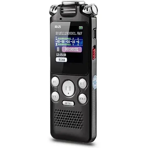 Диктофон Sttwunake V59 цифровой с таймером для записи голоса стерео 8 Гб черный - фото 2