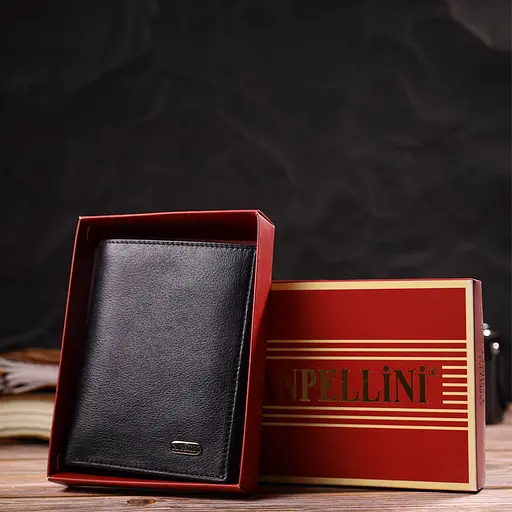 Мужской кошелек вертикальный из натуральной кожи Canpellini 10х13х1 см acs0029617 - фото 8