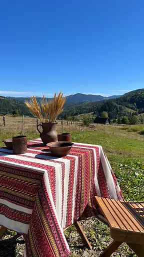 Лляна скатертина з українським орнаментом Грація 150х100 см - фото 3