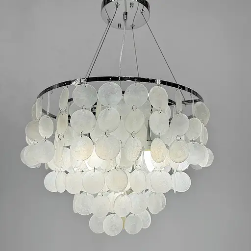 Кругла срібна люстра ATHELIA із перламутровими пластинами Ø 60 см | Арт. 1537-600 CH | Line F - фото 3