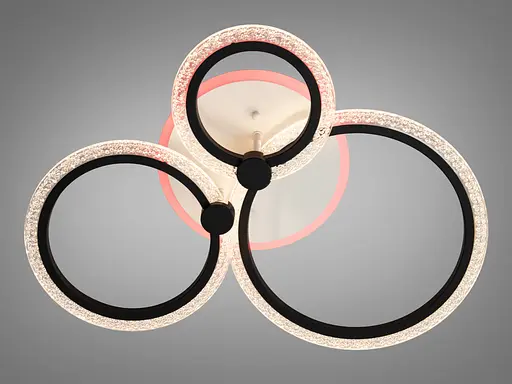 LED люстра з пультом, диммером і кольоровою підсвіткою, 55W, чорна - фото 2