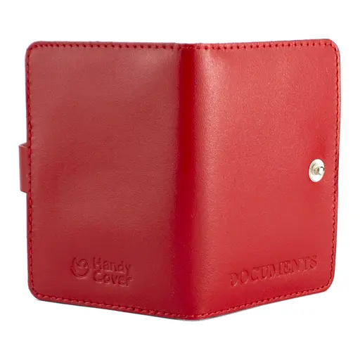 Обложка на документы кожаная на кнопке HC0035 красная - фото 5