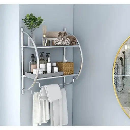 Настінна полиця для ванної кімнати з тримачем для рушників - фото 5