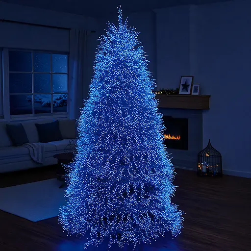 Новорічна гірлянда кімнатна роса 100 м 3000 LED Хвойна лапа зелений провід Синій Garlando D3000L100MGBL - фото 5