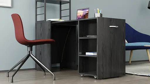 Стол-тумба трансформер Смарт 4/1 с этажеркой Ferrum-decor 1430x1450x500 Черный металл ДСП Сосна Кембра 16 мм (FRD-105125) - фото 11