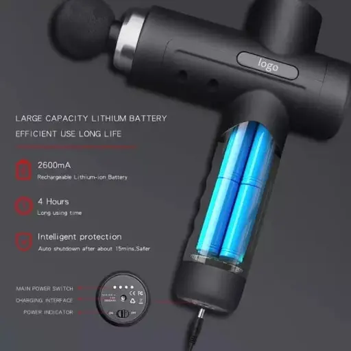 Перкуссионный массажер MG03-T Массажный пистолет (8 насадок + кейс) 2600 мАч 30 режимов - фото 7