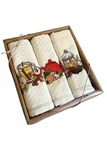 Набір 3 вафельних рушників Nilteks кухонні 40х60 см mulled wine різнобарвний TC303376104