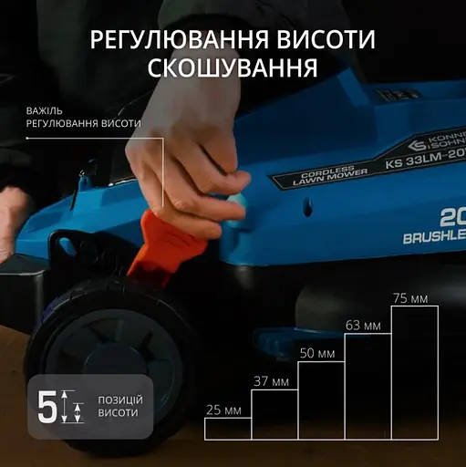 Газонокосарка акумуляторна Konner & Sohnen без АКБ та ЗП KS 33LM-20V - фото 11