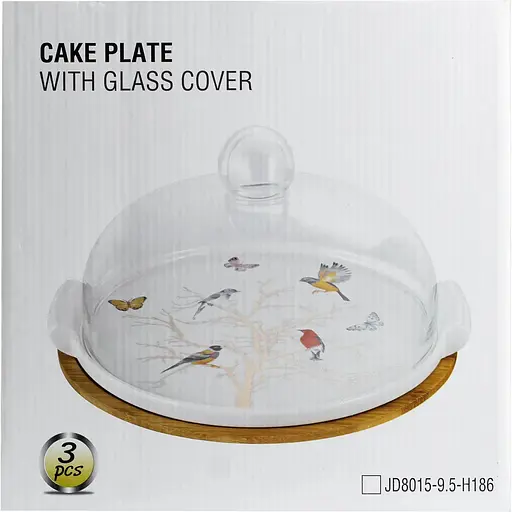 Тортовница Yiwu фарфоровая со стеклянной крышкой 25 см HP1203 - фото 7