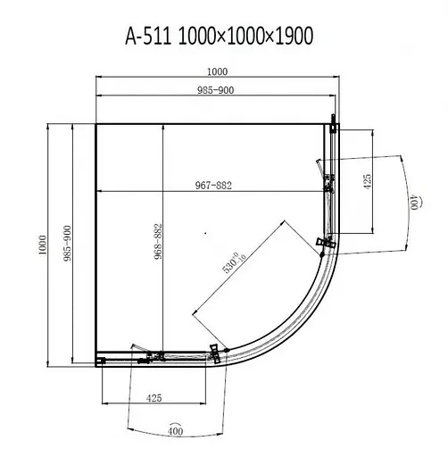 Душевая кабина Dusel A-511 100x100x190 прозрачная, Универсальная, прозрачная, хром, 100x100 - фото 2