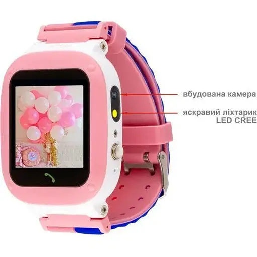 Smart Watch AmiGo GO004 Splashproof Camera+Led Pink UA UCRF - фото 5
