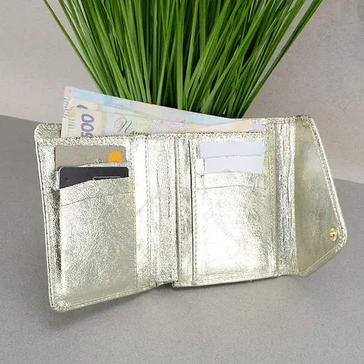 Гаманець жіночий шкіряний маленький Sabrina золотий - фото 2