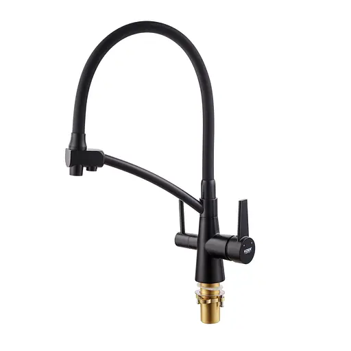 Смеситель для кухни на две воды с гибким изливом Koer KB-72003-05 KR3376 Черный матовый - фото 8