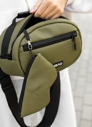 Сумка через плечо женская бананка Sambag Flex хаки 30×17×10 см (85351019) - фото 6