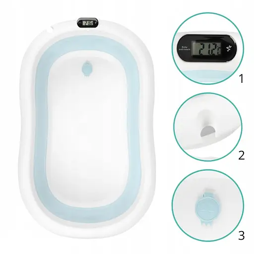 Дитяча ванночка Hanert KinderBad складна з подушкою термометром Blue - фото 4