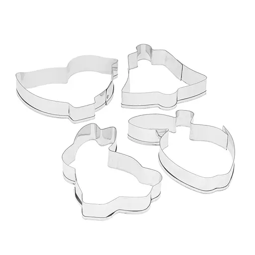 Набор металлических форм для вырезания высечки вырубки печенья 4 шт. (зайчик, птичка, колокольчик, яблоко), Master Class Серый 86827 - фото 7