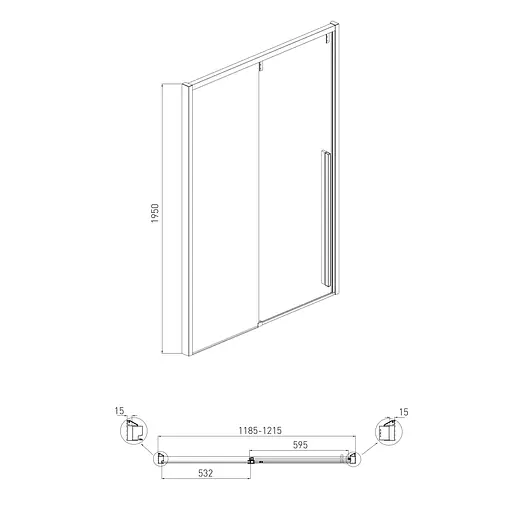 Душевые двери Volle Aiva 120 см 10-22-686, прозрачный, хром - фото 3