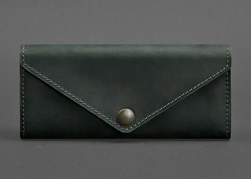 Женский кожаный кошелек Керри 1.0 зеленый Crazy Horse - фото 1