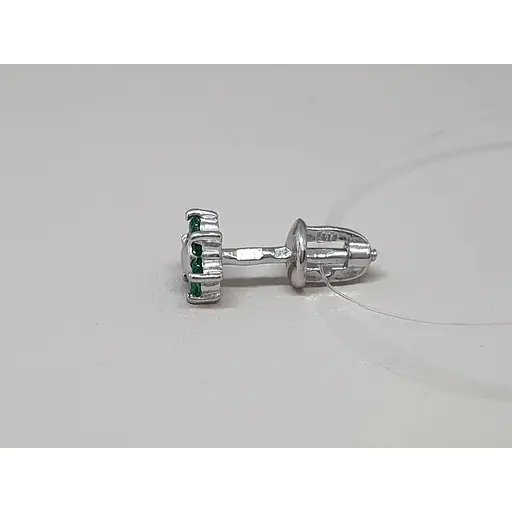 Серебряная моносерьга пуссета Цветок с фианитами. 3008.4С Зеленый - фото 3