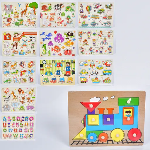 Рамка-вкладыш деревянная, цифры, животные, фрукты, 30x22.5x2 см - фото 2