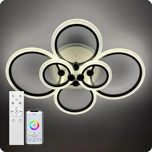 Люстра светодиодная 517 Light 3color с пультом 140Вт Черный (01219) - фото 1