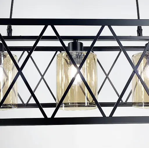 Люстра в чорному каркасі на 3 плафони Line.F Колір плафона Графітовий - фото 7