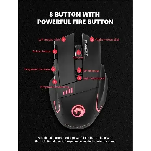 Комп'ютерна миша Marvo M720W бездротова безшумна 6colors-LED 8 кнопок Fast Key 4800 dpi Black - фото 7