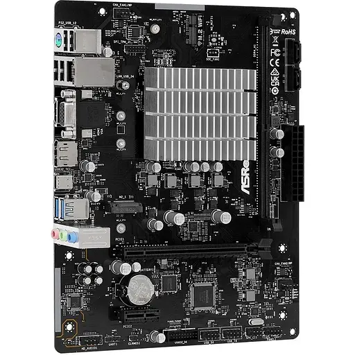 Материнская плата ASRock N100M (Quad-Core N100 3.4GHz, 1xDDR4 DIMM, VGA/HDMI/DP, 1xPCIe, 2xSATAIII, M.2, GLan, mATX) - фото 2