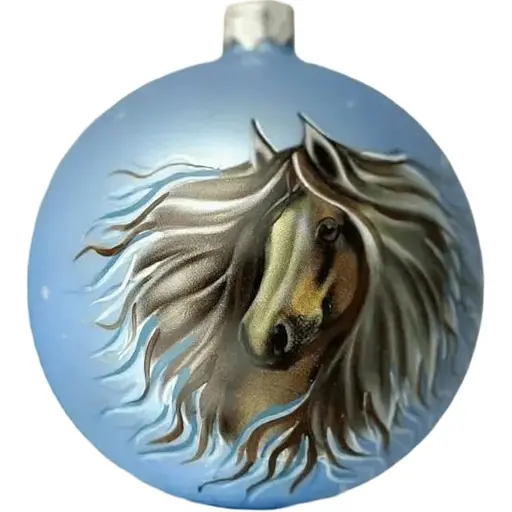 Ялинкова прикраса Санта Шоп Символ 2026 Мрійливий кінь блакитний скло (4820001234077)