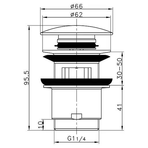 Донний клапан Frap F60, автомат, 1 1/4", хром, Хром - фото 6