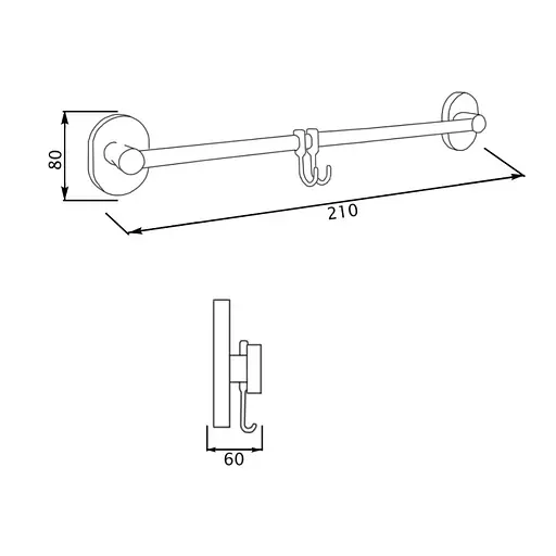 Планка с 2-мя подвижными крючками Lidz (CRM)-114.08.02 - фото 2