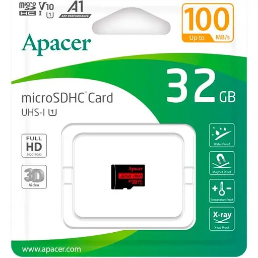 Карта памяти Apacer MicroSDHC 32Gb Class 10 UHS-I/U1 R100 (AP32GMCSH10UB-RA) (121248) - фото 2