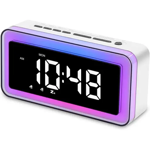 Будильник ANNNGUL Wake Up Light, супергучний цифровий будильник з кольоровим світлом RGB, диммер, режим будніх днів/вихідних
