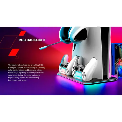 Подставка CANYON cooling stand CS-51 RGB для PS5 Slim/DE Charge Black - фото 8