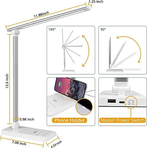 Світлодіодна настільна лампа iVict з USB-портом для заряджання, 5 режимів освітлення, 5 рівнів яскравості - фото 4