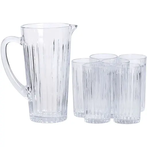 Набор Yiwu кувшин и 6 стаканов из толстого стекла, прозрачный Yiwu HP-19-5.