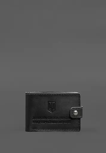 Кожаная обложка-портмоне на удостоверение ГСЧС черная - фото 2