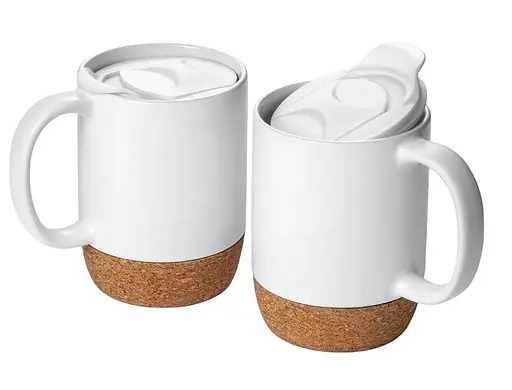 Керамічний кавовий кухоль OldBro White 400 мл з ізольованим корковим дном і кришкою - фото 3