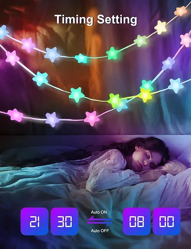 Умная звездная гирлянда, 10 м RGB Интегрированный чип 66 светодиодных гирлянд для помещений с приложением и пультом - фото 3