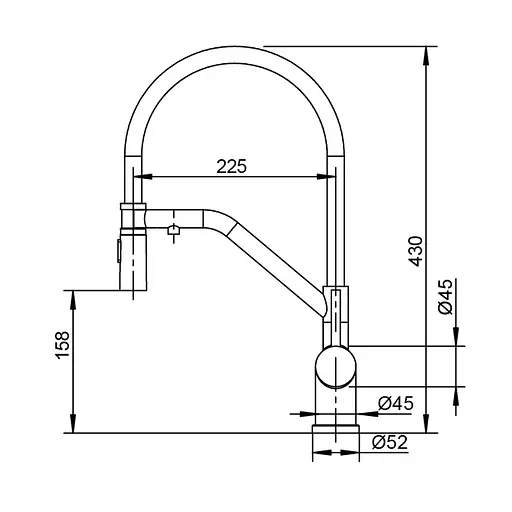 Змішувач для кухні на дві води з гнучким виливом Koer KI-72035-02 KR5815, Нержавіюча сталь - фото 2